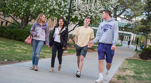 Students walking on K-State's Manhattan campus