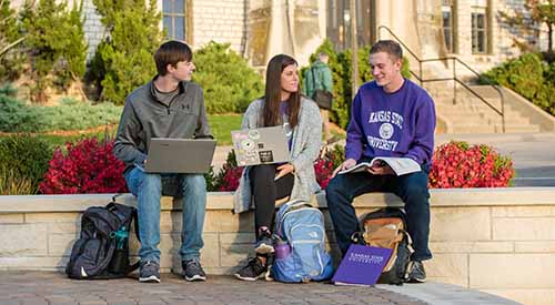 K-State students studying on campus