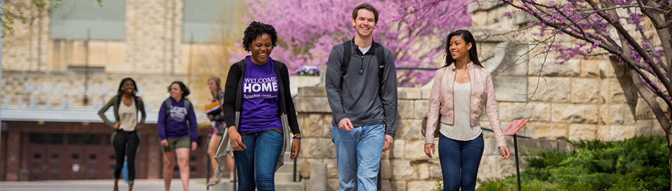 Students walking on K-State Campus